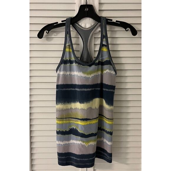 Nike Dri-Fit Racer Back Tank Women's Poly/Spandex Small Blue/Grey/Yellow A+ - Picture 1 of 2